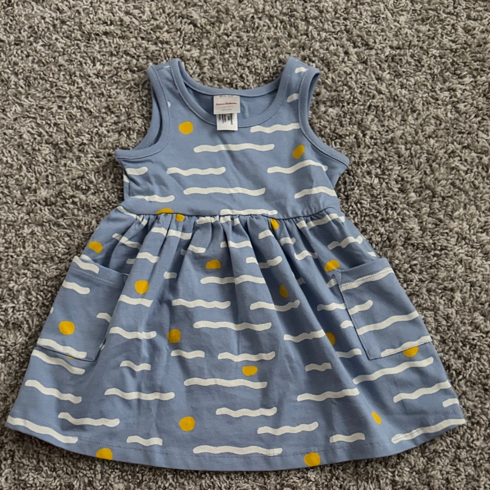 Hanna Andersson Blue and Yellow Patterned Kids Dress